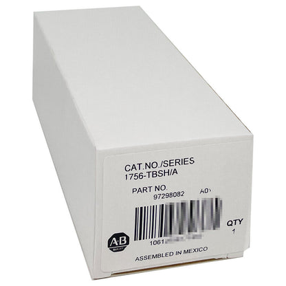Allen-Bradley 1756-TBSH/A PLC module box, new in box, with product details, and barcode.