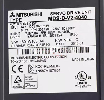Mitsubishi MDS-D-V2-4040 Servo Drive Unit Label, Industrial Automation Part