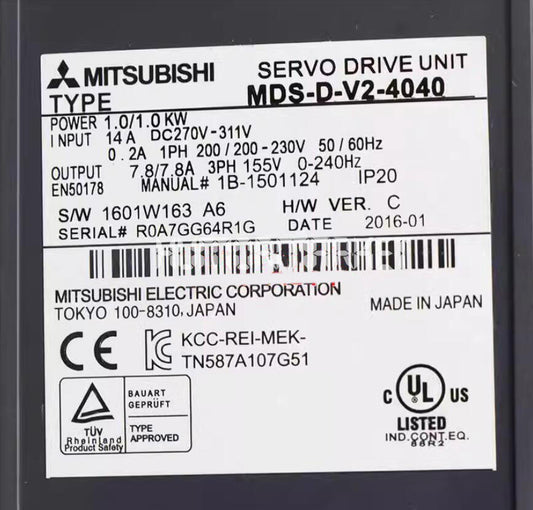 Mitsubishi MDS-D-V2-4040 Servo Drive Unit Label, Industrial Automation Part