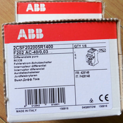 ABB F202 AC-40/0.03 residual current protector in box. PLC part made in Italy. Free Shipping.