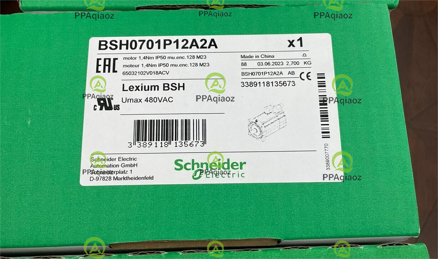 Schneider Electric BSH0701P12A2A servo motor, industrial automation part, new in box, green packaging, product details.