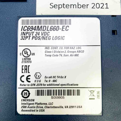 PLC Module | FANUC | IC694MDL660-EC INPUT 24 VDC, 32PT POS/NEG LOGIC Input Module