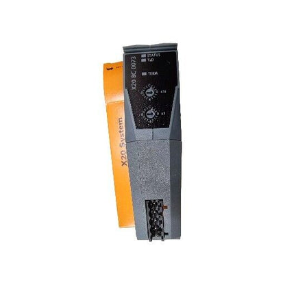 B&R X20 BC 0073 PLC controller module, featuring status indicators, dials, and X20 System labeling.