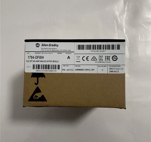 Allen-Bradley 1794-OF8IH Flex 5000 I/O Analog Output Module box, product of USA, industrial automation parts.