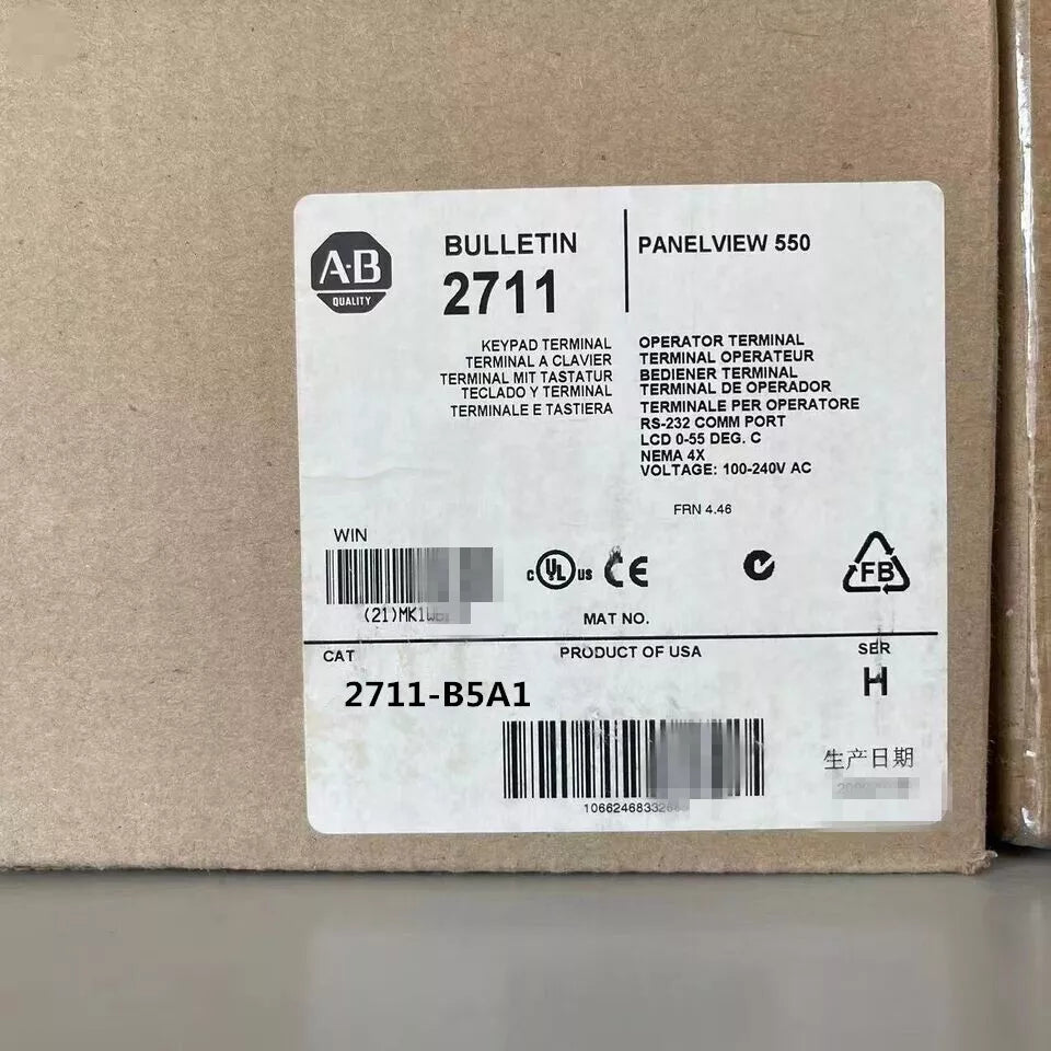 Allen-Bradley PanelView 550 product label, model 2711-B5A1, industrial automation part.